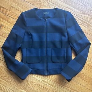MEXX Metropolitan Blue Black Zip Up Blazer Jacket fits like Size S/M